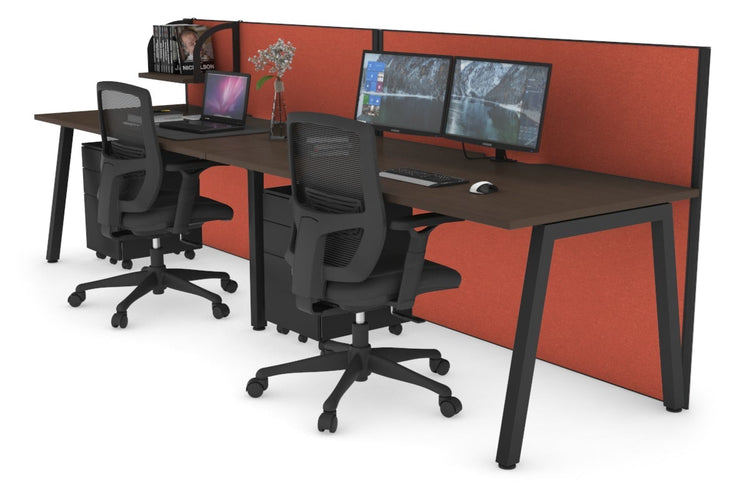 Horizon Quadro 2 Person Run A Leg Office Workstations [1200L x 800W with Cable Scallop] Jasonl black leg wenge orange squash (1200H x 2400W)