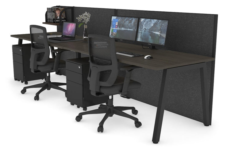 Horizon Quadro 2 Person Run A Leg Office Workstations [1200L x 800W with Cable Scallop] Jasonl black leg dark oak moody charcoal (1200H x 2400W)