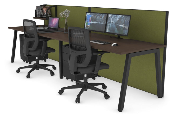 Horizon Quadro 2 Person Run A Leg Office Workstations [1200L x 800W with Cable Scallop] Jasonl black leg wenge green moss (1200H x 2400W)