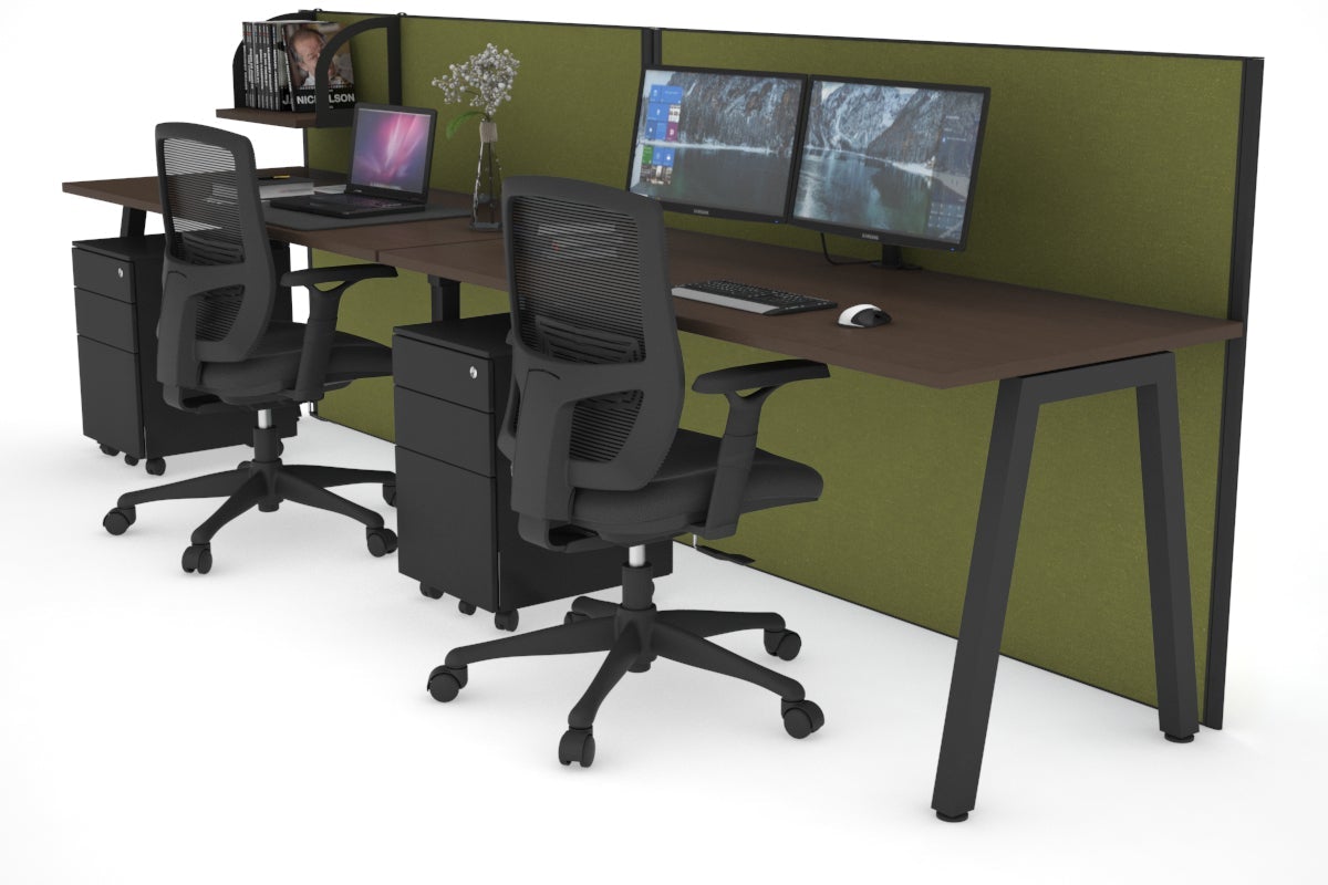 Horizon Quadro 2 Person Run A Leg Office Workstations [1400L x 700W] Jasonl black leg wenge green moss (1200H x 2800W)