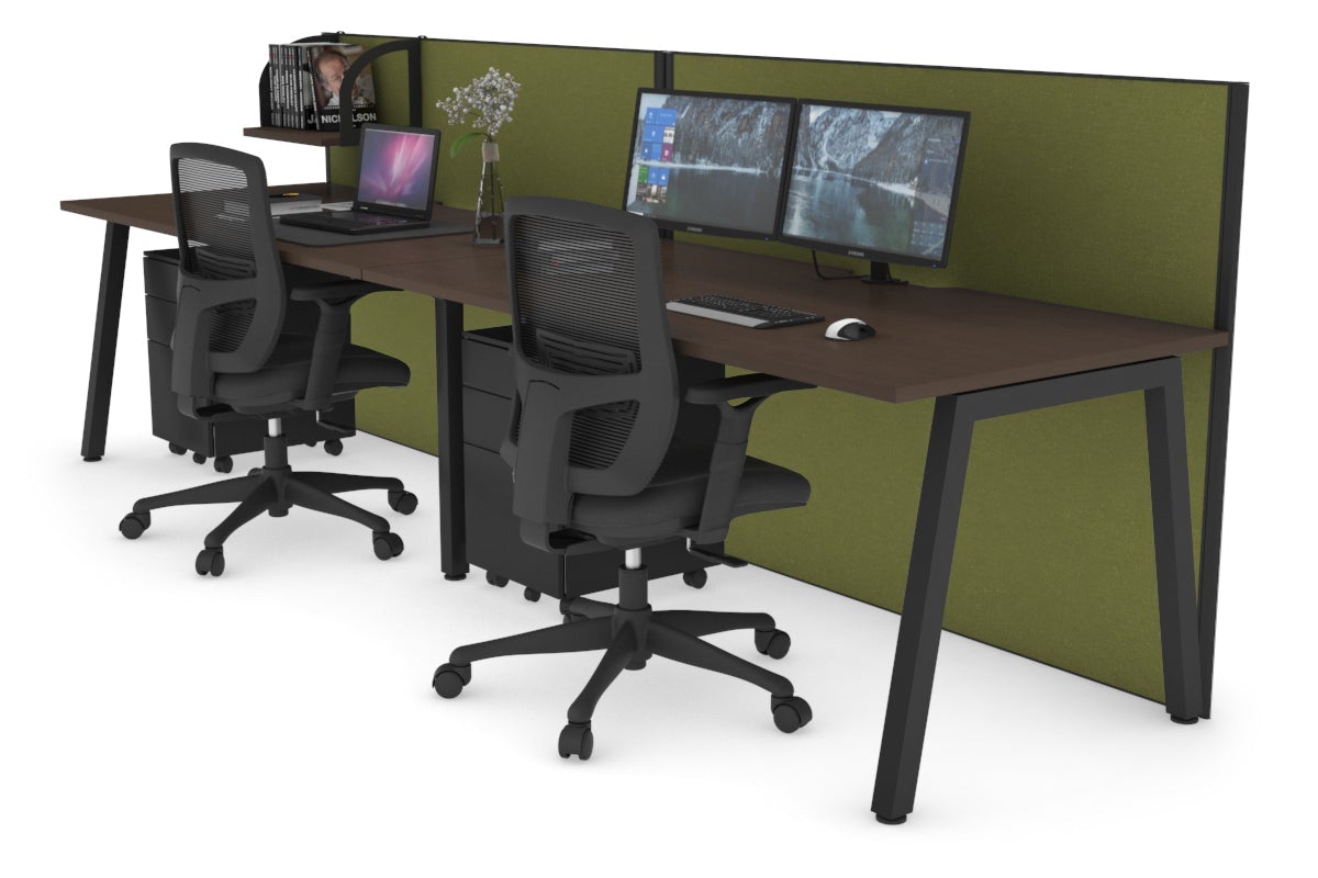 Horizon Quadro 2 Person Run A Leg Office Workstations [1400L x 800W with Cable Scallop] Jasonl black leg wenge green moss (1200H x 2800W)