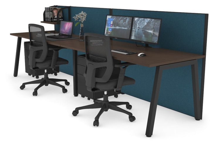 Horizon Quadro 2 Person Run A Leg Office Workstations [1400L x 800W with Cable Scallop] Jasonl black leg wenge deep blue (1200H x 2800W)