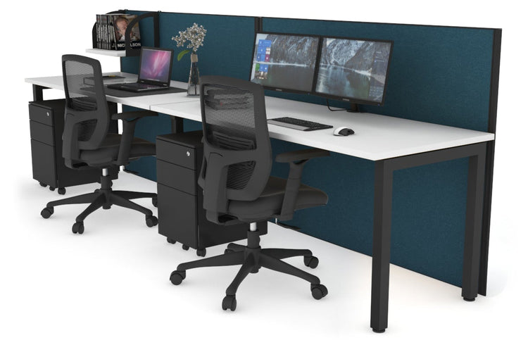 Horizon Quadro 2 Person Run Square Leg Office Workstations [1200L x 700W] Jasonl black leg white deep blue (1200H x 2400W)