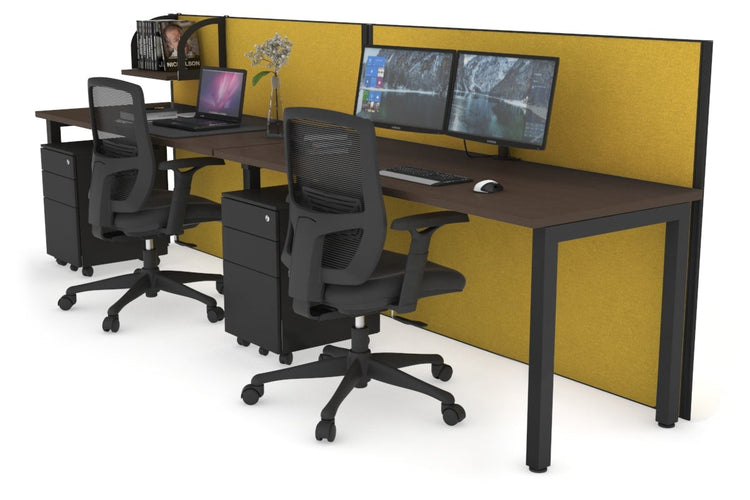 Horizon Quadro 2 Person Run Square Leg Office Workstations [1200L x 700W] Jasonl black leg wenge mustard yellow (1200H x 2400W)