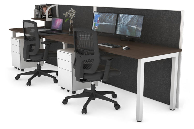 Horizon Quadro 2 Person Run Square Leg Office Workstations [1200L x 700W] Jasonl white leg wenge moody charcoal (1200H x 2400W)