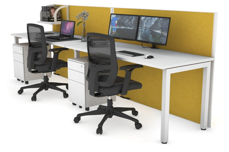 Horizon Quadro 2 Person Run Square Leg Office Workstations [1200L x 700W] Jasonl white leg white mustard yellow (1200H x 2400W)
