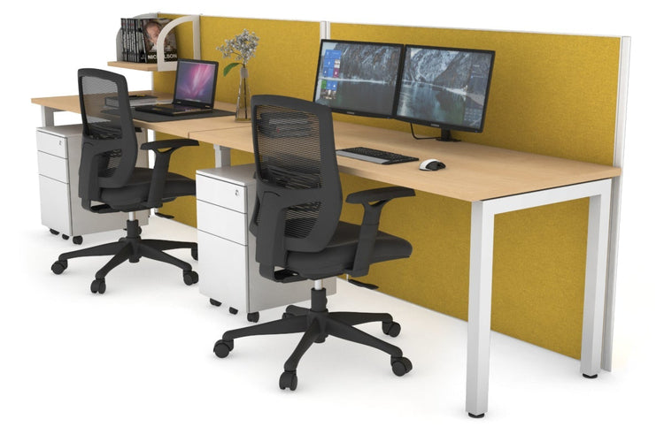 Horizon Quadro 2 Person Run Square Leg Office Workstations [1200L x 700W] Jasonl white leg maple mustard yellow (1200H x 2400W)