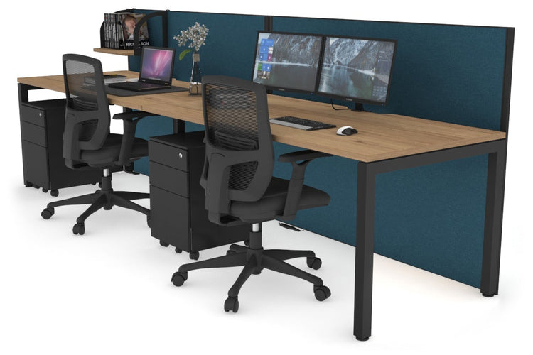 Horizon Quadro 2 Person Run Square Leg Office Workstations [1200L x 800W with Cable Scallop] Jasonl black leg salvage oak deep blue (1200H x 2400W)