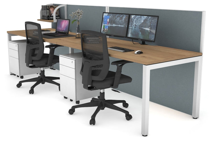 Horizon Quadro 2 Person Run Square Leg Office Workstations [1200L x 800W with Cable Scallop] Jasonl white leg salvage oak cool grey (1200H x 2400W)