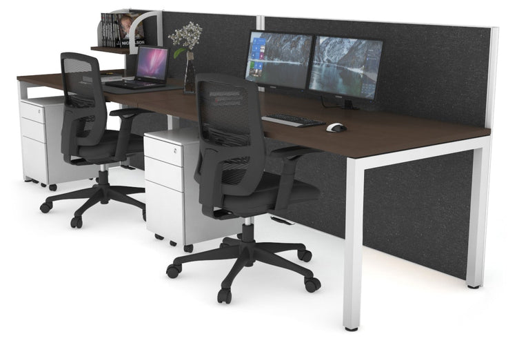 Horizon Quadro 2 Person Run Square Leg Office Workstations [1200L x 800W with Cable Scallop] Jasonl white leg wenge moody charcoal (1200H x 2400W)