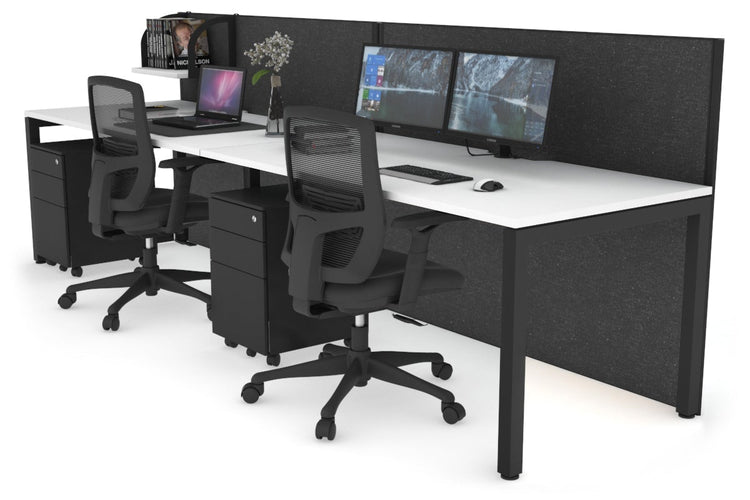 Horizon Quadro 2 Person Run Square Leg Office Workstations [1200L x 800W with Cable Scallop] Jasonl black leg white moody charcoal (1200H x 2400W)