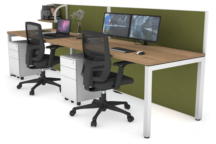 Horizon Quadro 2 Person Run Square Leg Office Workstations [1200L x 800W with Cable Scallop] Jasonl white leg salvage oak green moss (1200H x 2400W)