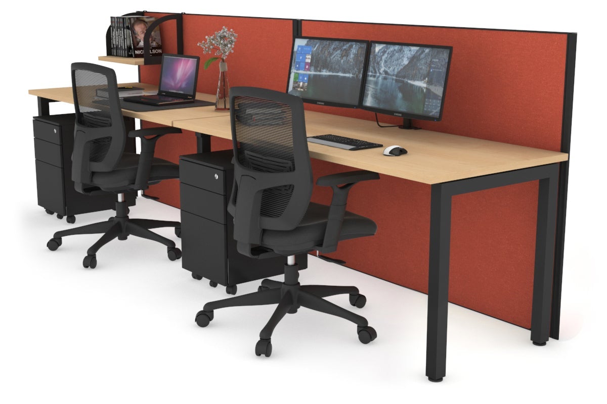 Horizon Quadro 2 Person Run Square Leg Office Workstations [1400L x 700W] Jasonl black leg maple orange squash (1200H x 2800W)