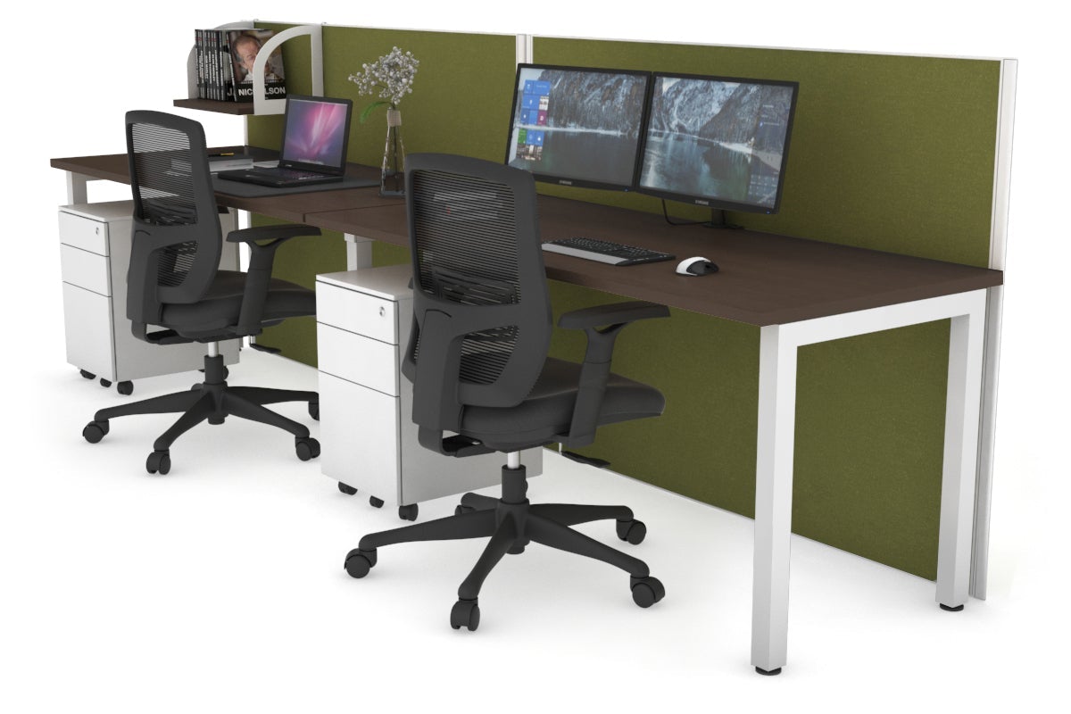 Horizon Quadro 2 Person Run Square Leg Office Workstations [1400L x 700W] Jasonl white leg wenge green moss (1200H x 2800W)