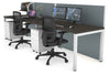 Horizon Quadro 2 Person Run Square Legs Office Workstation [1400L x 800W with Cable Scallop] - Thumbnail 23 