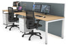 Horizon Quadro 2 Person Run Square Legs Office Workstation [1400L x 800W with Cable Scallop] - Thumbnail 11 