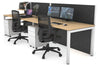 Horizon Quadro 2 Person Run Square Legs Office Workstation [1400L x 800W with Cable Scallop] - Thumbnail 12 