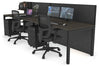 Horizon Quadro 2 Person Run Square Legs Office Workstation [1400L x 800W with Cable Scallop] - Thumbnail 49 