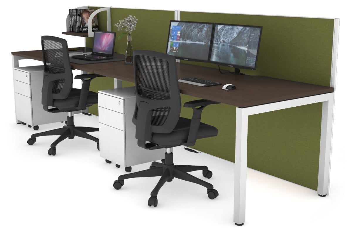 Horizon Quadro 2 Person Run Square Leg Office Workstations [1400L x 800W with Cable Scallop] Jasonl white leg wenge green moss (1200H x 2800W)