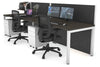 Horizon Quadro 2 Person Run Square Legs Office Workstation [1400L x 800W with Cable Scallop] - Thumbnail 24 