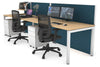 Horizon Quadro 2 Person Run Square Legs Office Workstation [1400L x 800W with Cable Scallop] - Thumbnail 10 