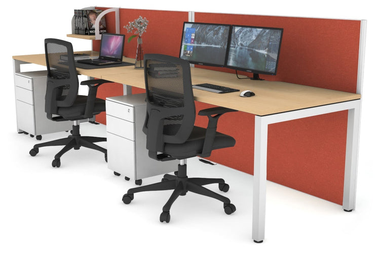 Horizon Quadro 2 Person Run Square Leg Office Workstations [1400L x 800W with Cable Scallop] Jasonl white leg maple orange squash (1200H x 2800W)