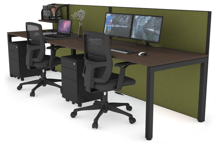 Horizon Quadro 2 Person Run Square Leg Office Workstations [1400L x 800W with Cable Scallop] Jasonl black leg wenge green moss (1200H x 2800W)