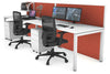 Horizon Quadro 2 Person Run Square Legs Office Workstation [1400L x 800W with Cable Scallop] - Thumbnail 1 