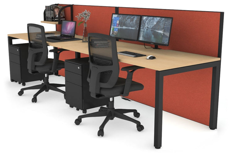 Horizon Quadro 2 Person Run Square Leg Office Workstations [1600L x 800W with Cable Scallop] Jasonl black leg maple orange squash (1200H x 3200W)