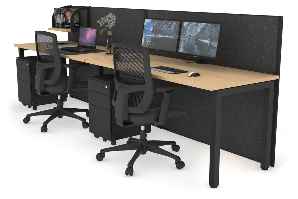 Horizon Quadro 2 Person Run Square Legs Office Workstation [1800L x 700W]-black leg maple moody charcoal (1200H x 3600W)