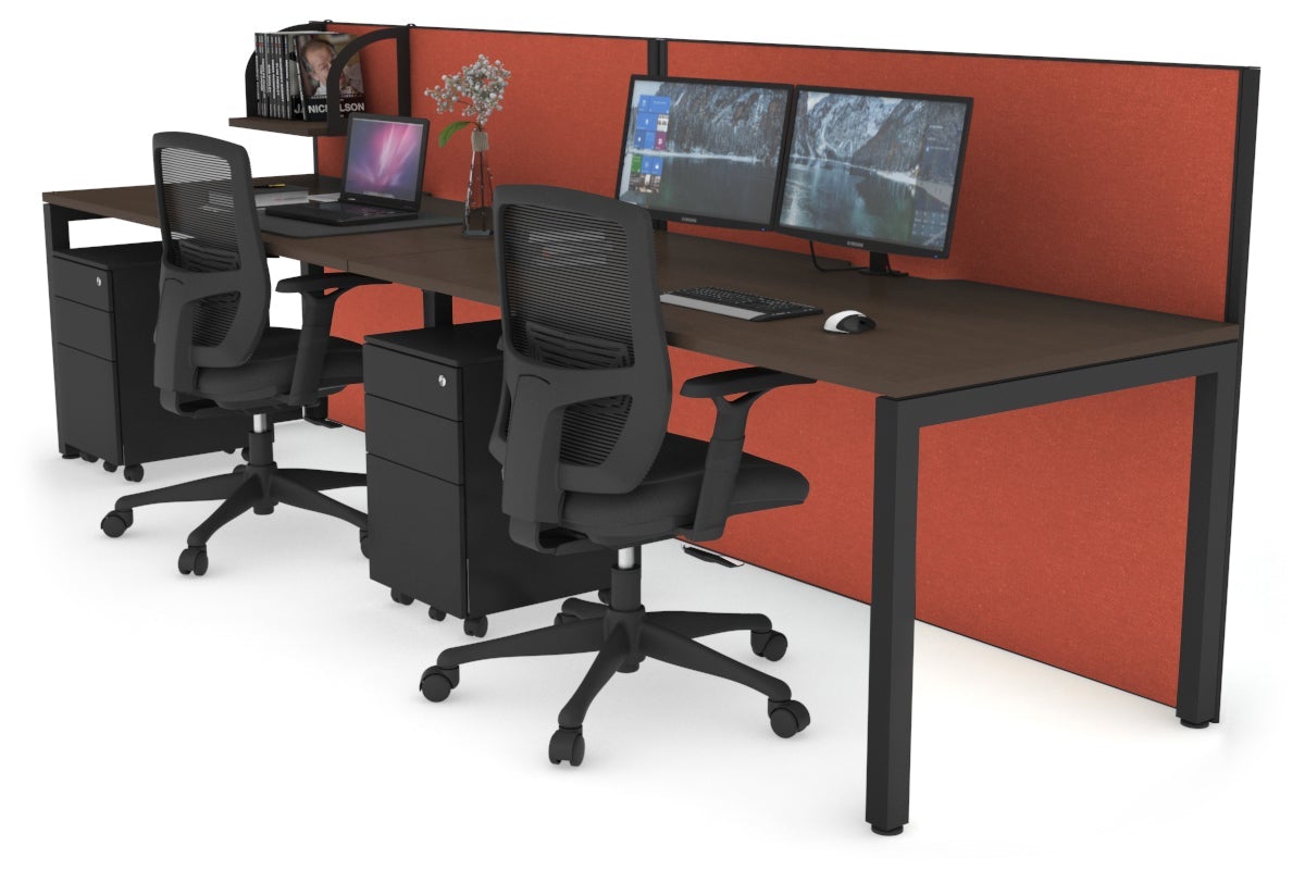 Horizon Quadro 2 Person Run Square Leg Office Workstations [1800L x 800W with Cable Scallop] Jasonl black leg wenge orange squash (1200H x 3600W)