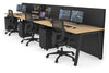 Horizon Quadro 3 Person Run A Legs Office Workstation [1200L x 800W with Cable Scallop] - Thumbnail 37 