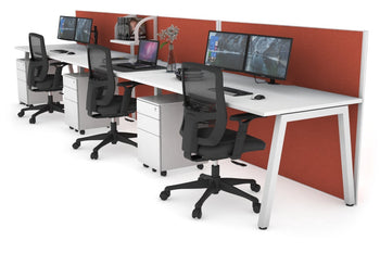  - Horizon Quadro 3 Person Run A Legs Office Workstation [1200L x 800W with Cable Scallop] - 1