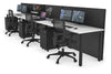 Horizon Quadro 3 Person Run Square Legs Office Workstation [1400L x 700W] - Thumbnail 31 
