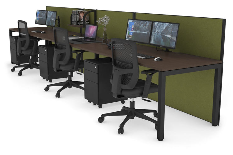 Horizon Quadro 3 Person Run Square Leg Office Workstations [1400L x 800W with Cable Scallop] Jasonl black leg wenge green moss (1200H x 4200W)