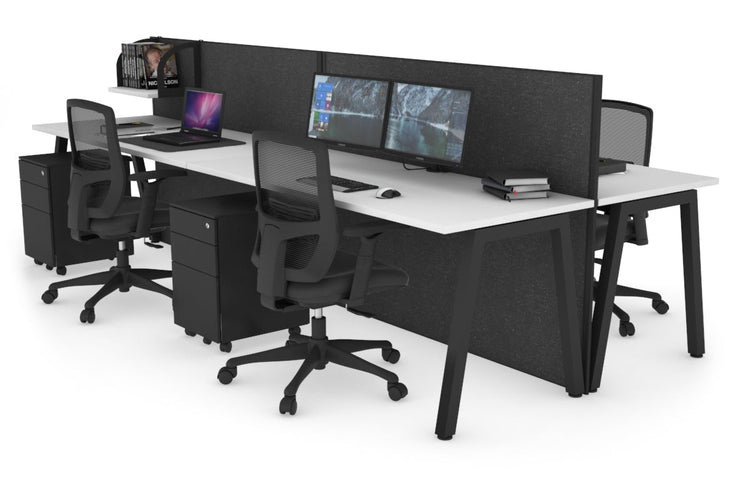 Horizon Quadro 4 Person Bench A Leg Office Workstations [1800L x 700W] Jasonl black leg white moody charcoal (1200H x 3600W)