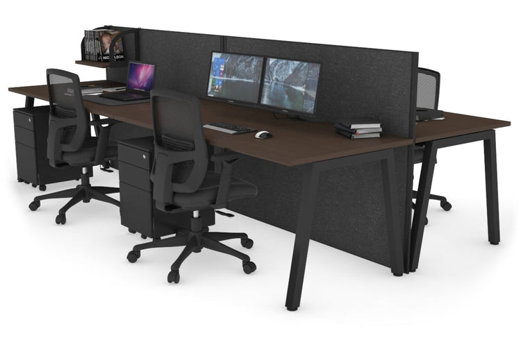 Horizon Quadro 4 Person Bench A Leg Office Workstations [1800L x 800W with Cable Scallop] Jasonl black leg wenge moody charcoal (1200H x 3600W)