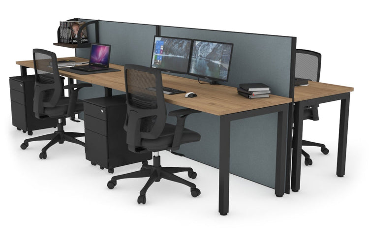 Horizon Quadro 4 Person Bench Square Leg Office Workstations [1200L x 700W] Jasonl black leg salvage oak cool grey (1200H x 2400W)