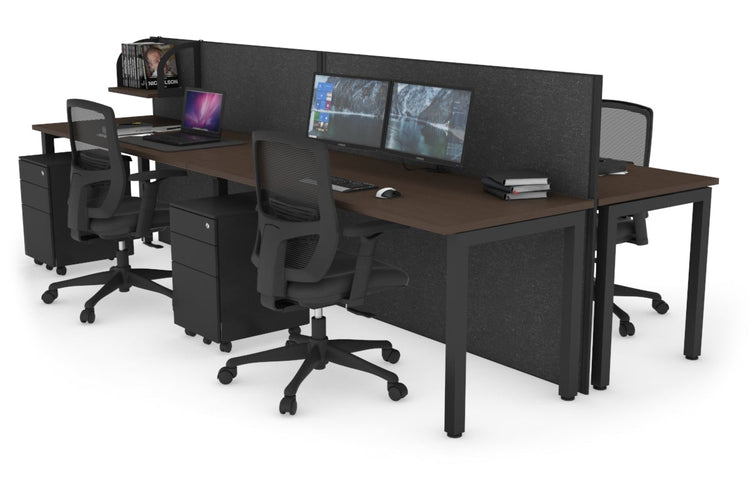 Horizon Quadro 4 Person Bench Square Leg Office Workstations [1200L x 700W] Jasonl black leg wenge moody charcoal (1200H x 2400W)