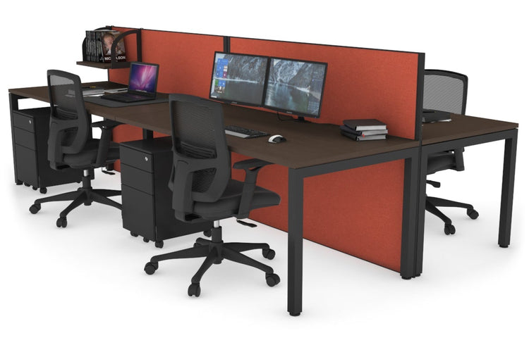 Horizon Quadro 4 Person Bench Square Leg Office Workstations [1200L x 800W with Cable Scallop] Jasonl black leg wenge orange squash (1200H x 2400W)