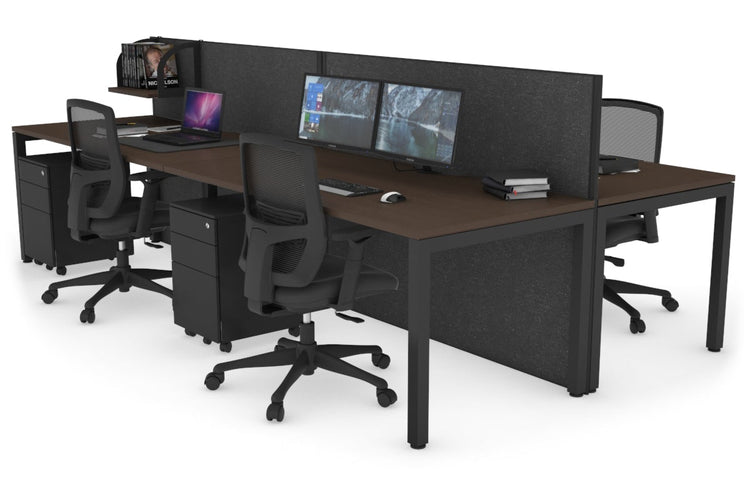 Horizon Quadro 4 Person Bench Square Leg Office Workstations [1200L x 800W with Cable Scallop] Jasonl black leg wenge moody charcoal (1200H x 2400W)