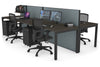 Horizon Quadro 4 Person Bench Square Legs Office Workstation [1400L x 800W with Cable Scallop] - Thumbnail 49 