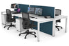 Horizon Quadro 4 Person Bench Square Legs Office Workstation [1400L x 800W with Cable Scallop] - Thumbnail 4 