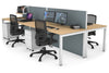 Horizon Quadro 4 Person Bench Square Legs Office Workstation [1400L x 800W with Cable Scallop] - Thumbnail 11 