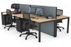 Horizon Quadro 4 Person Bench Square Legs Office Workstation [1400L x 800W with Cable Scallop] - Thumbnail 36 