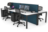 Horizon Quadro 4 Person Bench Square Legs Office Workstation [1400L x 800W with Cable Scallop] - Thumbnail 29 