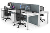 Horizon Quadro 4 Person Bench Square Legs Office Workstation [1400L x 800W with Cable Scallop] - Thumbnail 5 