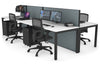 Horizon Quadro 4 Person Bench Square Legs Office Workstation [1600L x 800W with Cable Scallop] - Thumbnail 30 