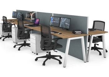 Horizon Quadro 6 Person Bench A Leg Office Workstations [1200L x 700W] Jasonl white leg salvage oak cool grey (1200H x 3600W)