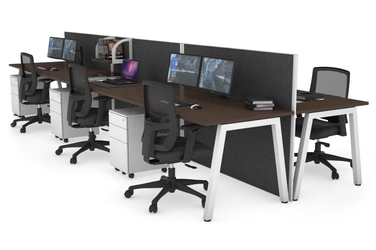 Horizon Quadro 6 Person Bench A Leg Office Workstations [1200L x 800W with Cable Scallop] Jasonl white leg wenge moody charcoal (1200H x 3600W)